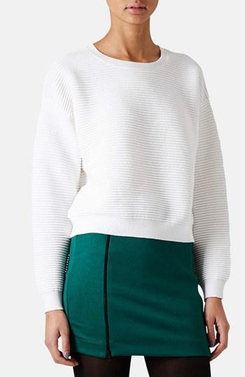 Topshop Rib Knit Sweater White