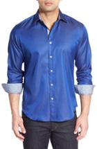 Men's Bugatchi Shaped Fit Solid Sport Shirt - Blue