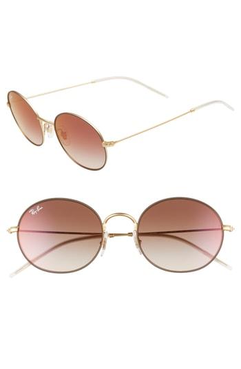 Men's Ray-ban 53mm Round Sunglasses - Gold Brown