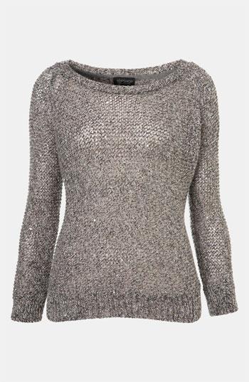Topshop Sparkle Fuzzy Knit Sweater Grey 6