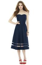 Women's Alfred Sung Illusion Stripe Strapless A-line Midi Dress