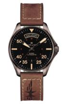 Men's Hamilton Khaki Aviation Automatic Leather Strap Watch, 42mm