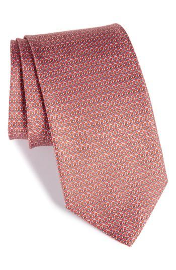 Men's Salvatore Ferragamo Gancini Silk Tie, Size - Red