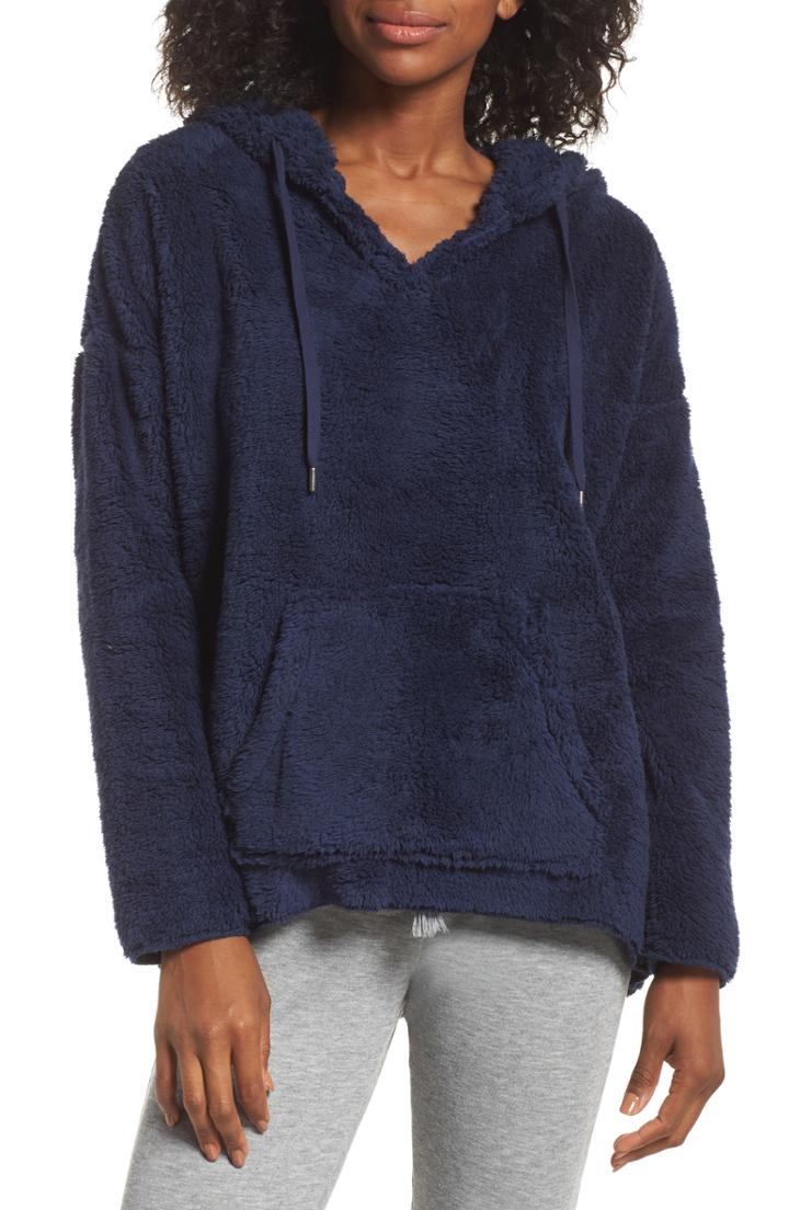 Women's Pj Salvage Velour Lounge Hoodie - Blue