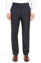 Men's Jb Britches Flat Front Check Wool Trousers R - Blue
