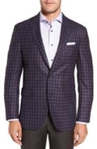 Men's David Donahue Ashton Classic Fit Check Wool Sport Coat R - Burgundy