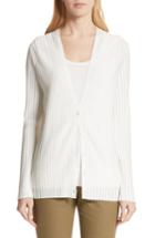Women's Lafayette 148 New York Matte Crepe Solid & Sheer Cardigan, Size - White