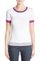 Women's St. John Collection Ottoman Knit Button Shoulder Sweater, Size - White