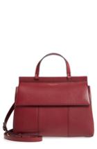 Tory Burch Block T Leather Top Handle Satchel - Red