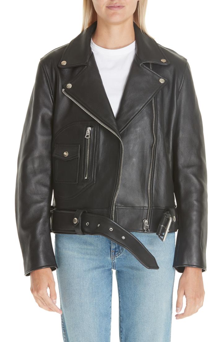 Women's Acne Studios Leather Moto Jacket Us / 36 Eu - Black
