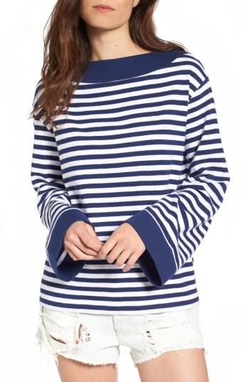 Women's Bp. Bell Sleeve Boatneck Sweater, Size - Blue