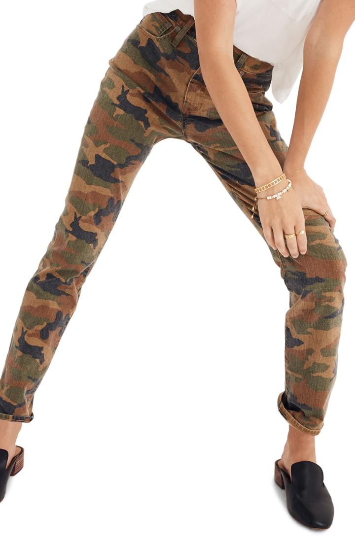 Women's Madewell High Waist Camo Slim Boyjeans - Green