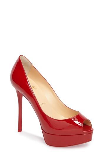 Women's Christian Louboutin Fetish Peep Toe Platform Pump Us / 37eu - Red