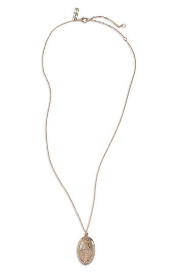 Women's Topshop Oval Engraved Pendant Necklace