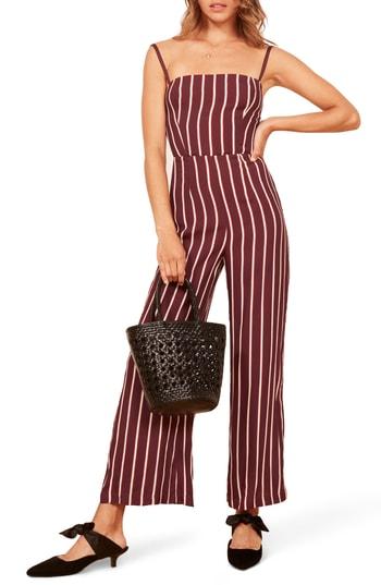 Women's Reformation Guatemala Stripe Jumpsuit - Red