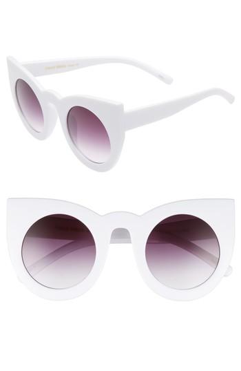 Women's La Double 7 55mm Cat Eye Sunglasses - White