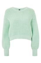 Women's Topshop Boutique Fisherman Crewneck Sweater Us (fits Like 0) - Green