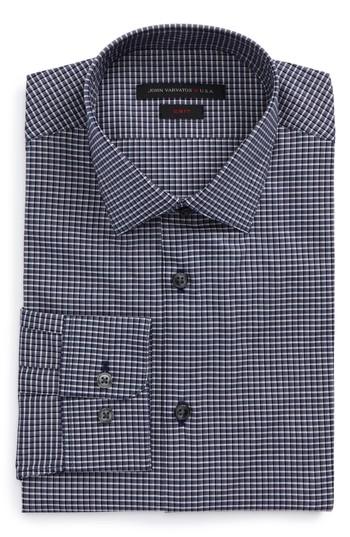Men's John Varvatos Star Usa Slim Fit Stretch Check Dress Shirt .5 R - Blue