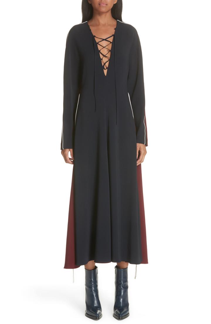 Women's Stella Mccartney Bicolor Lace Up Dress Us / 38 It - Blue