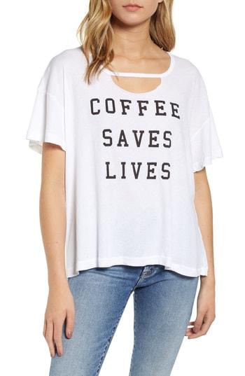 Women's Wildfox Coffee Saves Lives Tee - White