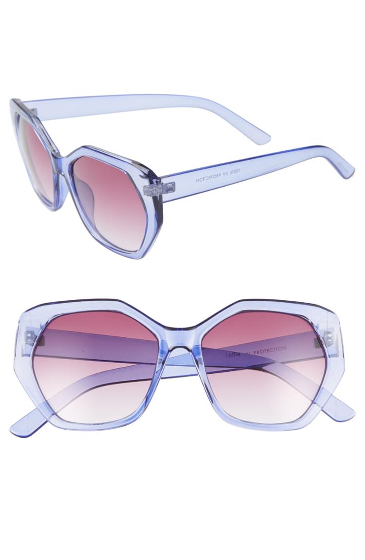 Women's Leith 55mm Translucent Sunglasses - Purple