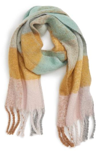 Women's Topshop Heavy Gingham Scarf, Size - Green