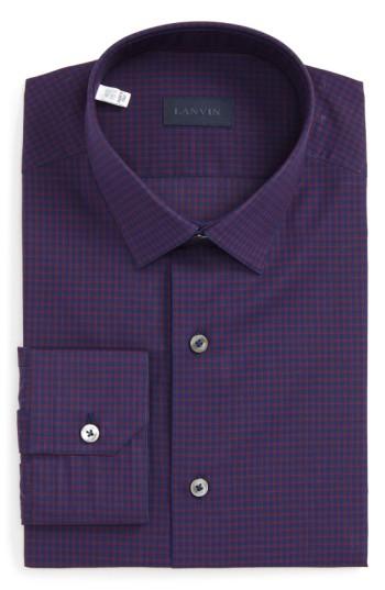 Men's Lanvin Trim Fit Check Dress Shirt Eu - Red