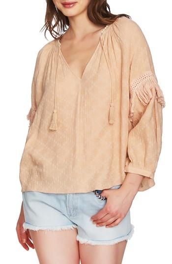 Women's 1.state Split Neck Blouson Sleeve Top, Size - Coral
