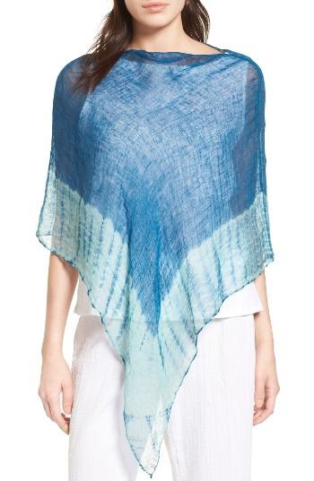 Women's Eileen Fisher Organic Linen Poncho, Size - Blue/green