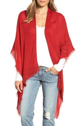 Women's Echo Fringe Trim Cape, Size - Red