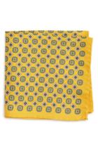 Men's Eton Medallion Silk Pocket Square, Size - Yellow