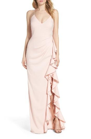 Women's Badgley Mischka Ruffle Gown - Pink