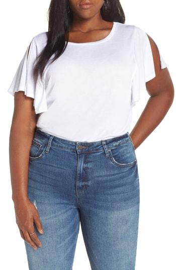 Petite Women's Halogen Slit Sleeve Tee, Size P - White