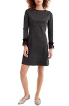 Women's J.crew Tulle Trim Long Sleeve Sheath Dress