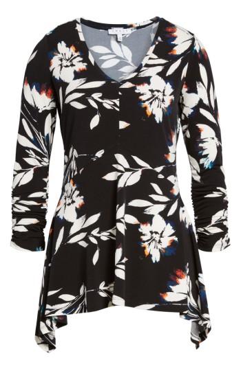 Women's Chaus Floral Vision Ruched Handkerchief Hem Top