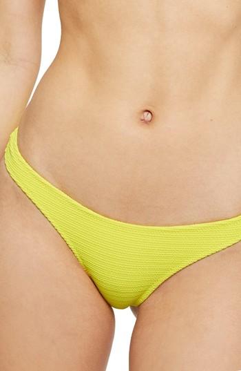 Women's Topshop Crinkle Classic Low Rise Bikini Bottoms Us (fits Like 0) - Yellow