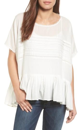 Women's Velvet By Graham & Spencer Ruffle Hem Voile Blouse - Ivory