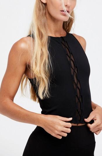 Women's Free People Raider Reversible Sports Crop Top /small - Black