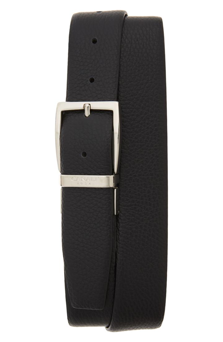 Men's Canali Calfskin Leather Reversible Belt