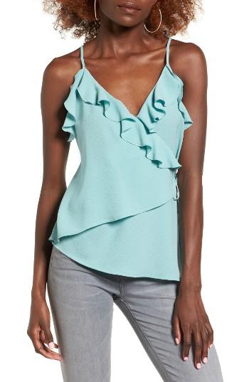 Women's Leith Wrap Front Ruffle Tank - Blue/green