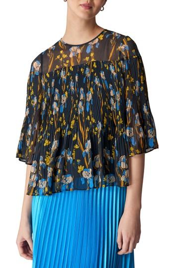 Women's Whistles Habiba Iris Pleat Top Us / 4 Uk - Blue