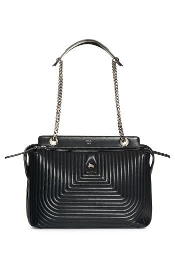 Fendi Dotcom Quilted Lambskin Leather Shoulder Bag - Black