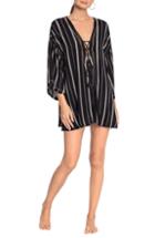 Women's Robin Piccone Claire Lace-up Cover-up Tunic - Black