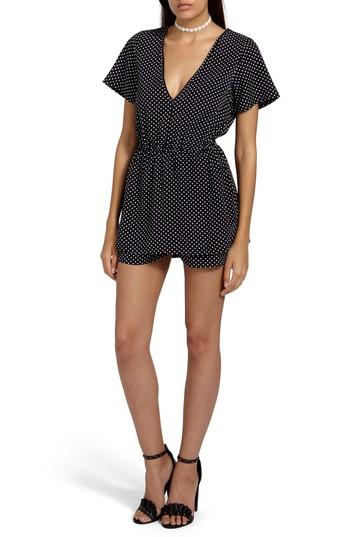 Women's Missguided Polka Dot Romper Us / 4 Uk - Black