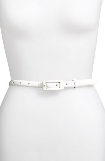 Another Line 'updated' Skinny Patent Belt White