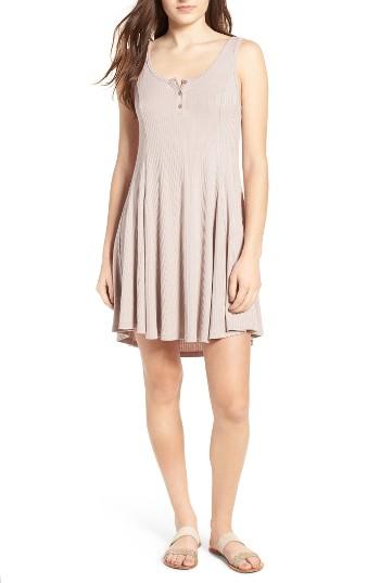 Women's Lush Ribbed Skater Dress - Grey