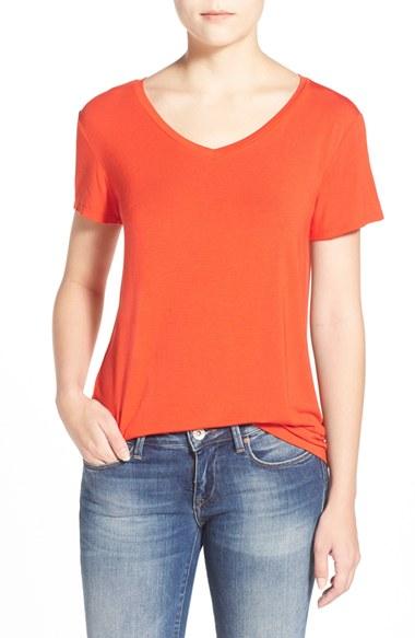 Women's Halogen Modal Jersey V-neck Tee - Red