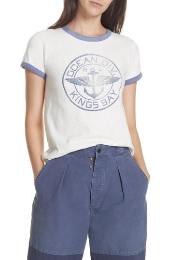 Women's Polo Ralph Lauren Naval Ringer Tee - White