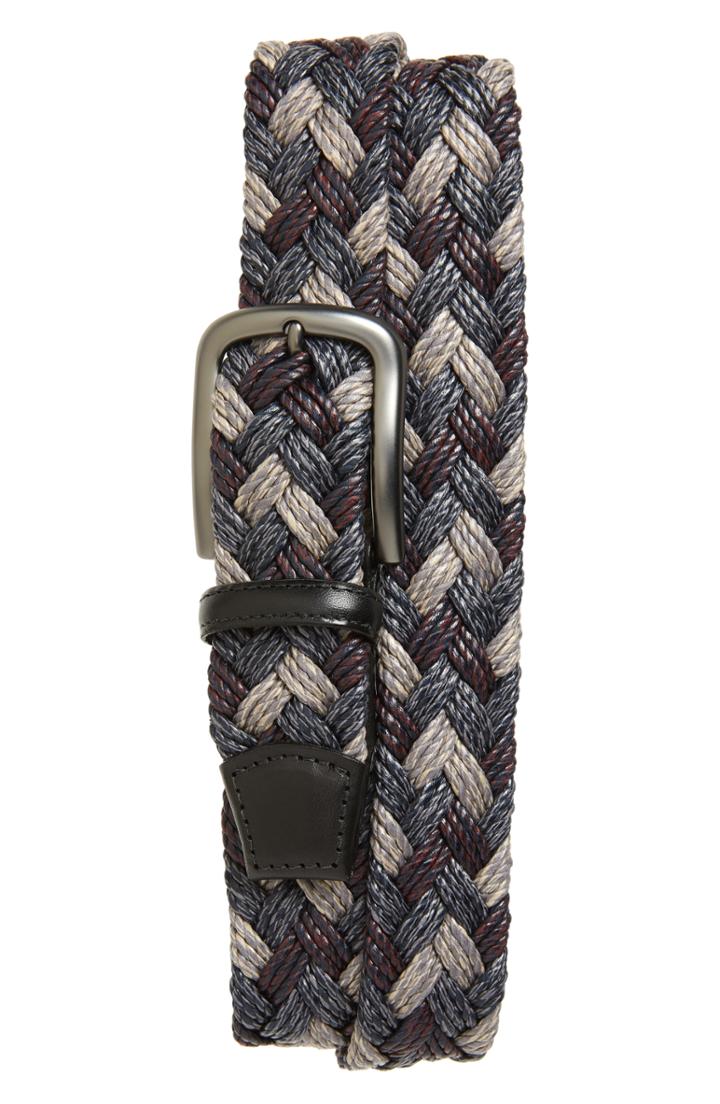 Men's Torino Belts Braided Cotton Belt - Grey/ Burgundy