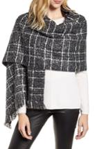 Women's Michael Michael Kors Foil Print Plaid Wrap, Size - Grey